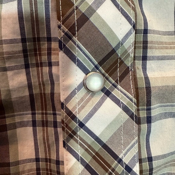 Men's Wrangler Long Sleeve Pearl Snap Up Shirt Western Striped Brown Small - Picture 4 of 6